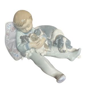 Lladro “Sweet Dreams” Porcelain Child with Puppies model no 1535
